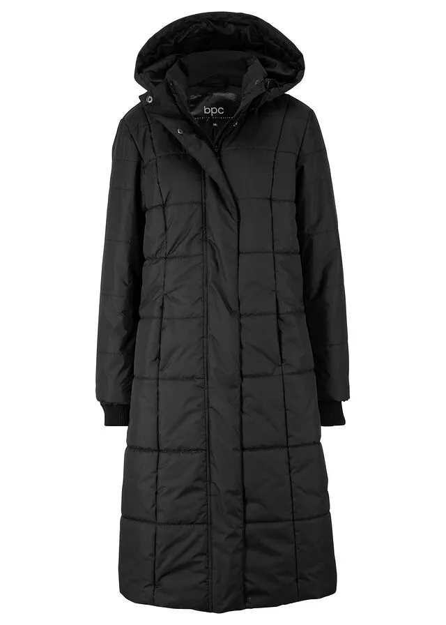 Abrigo acolchado con capucha desmontable Negro