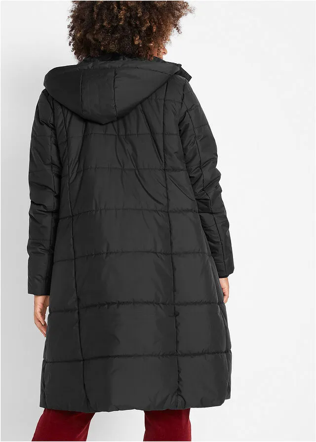 Abrigo acolchado con capucha desmontable Negro