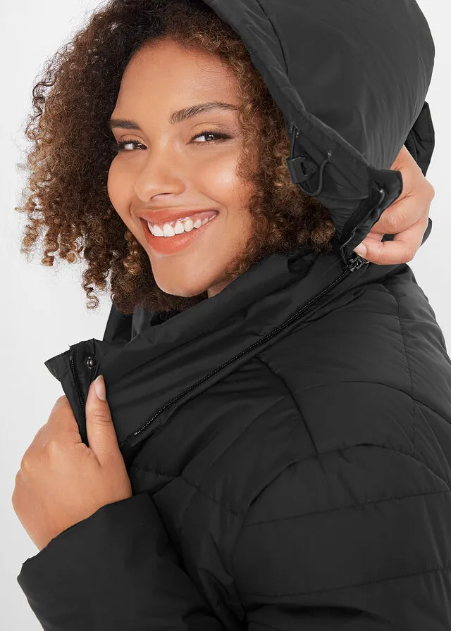 Abrigo acolchado con capucha desmontable Negro