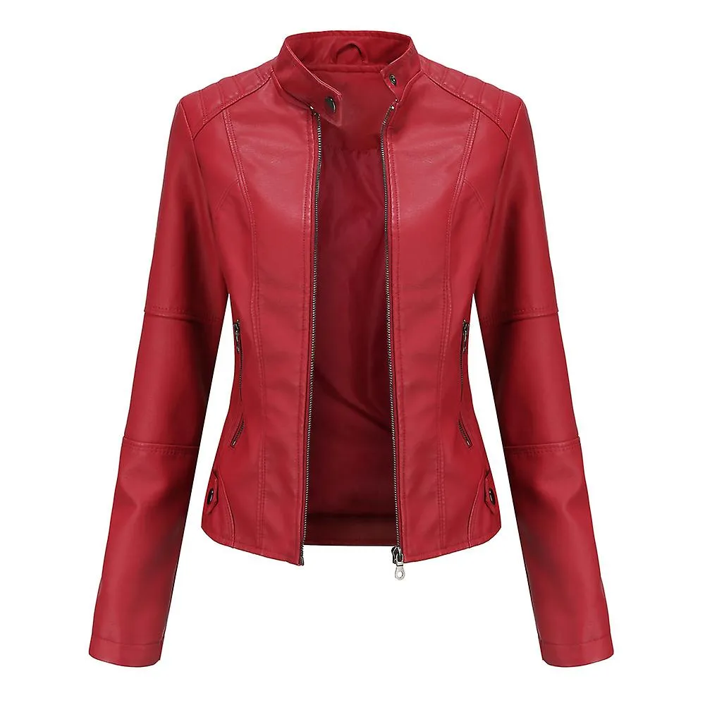 Abrigo de cuero para mujeres chaqueta de cuero de motocicleta para damas