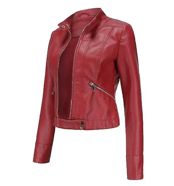 Abrigo de cuero para mujeres chaqueta de cuero de motocicleta para damas