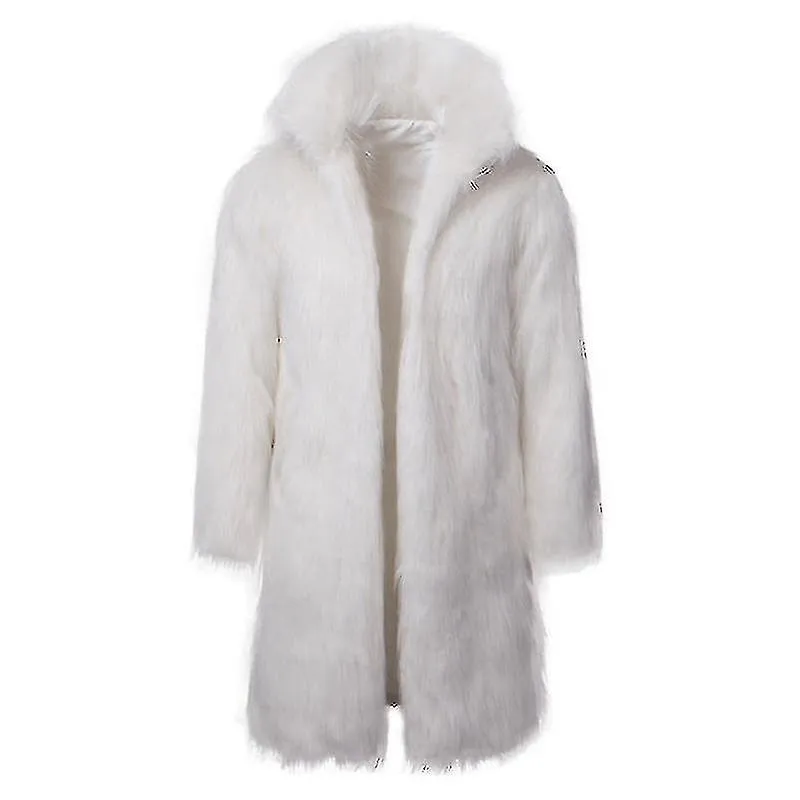 Abrigo largo de piel sintética para hombres Cuello de invierno Chaqueta de abrigo de ropa exterior