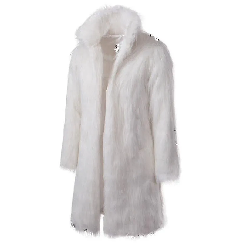 Abrigo largo de piel sintética para hombres Cuello de invierno Chaqueta de abrigo de ropa exterior