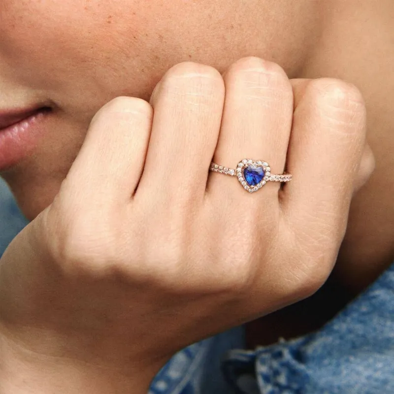 ANILLO PANDORA CORAZÓN EN RELIEVE AZUL BRILLANTE 188421C01
