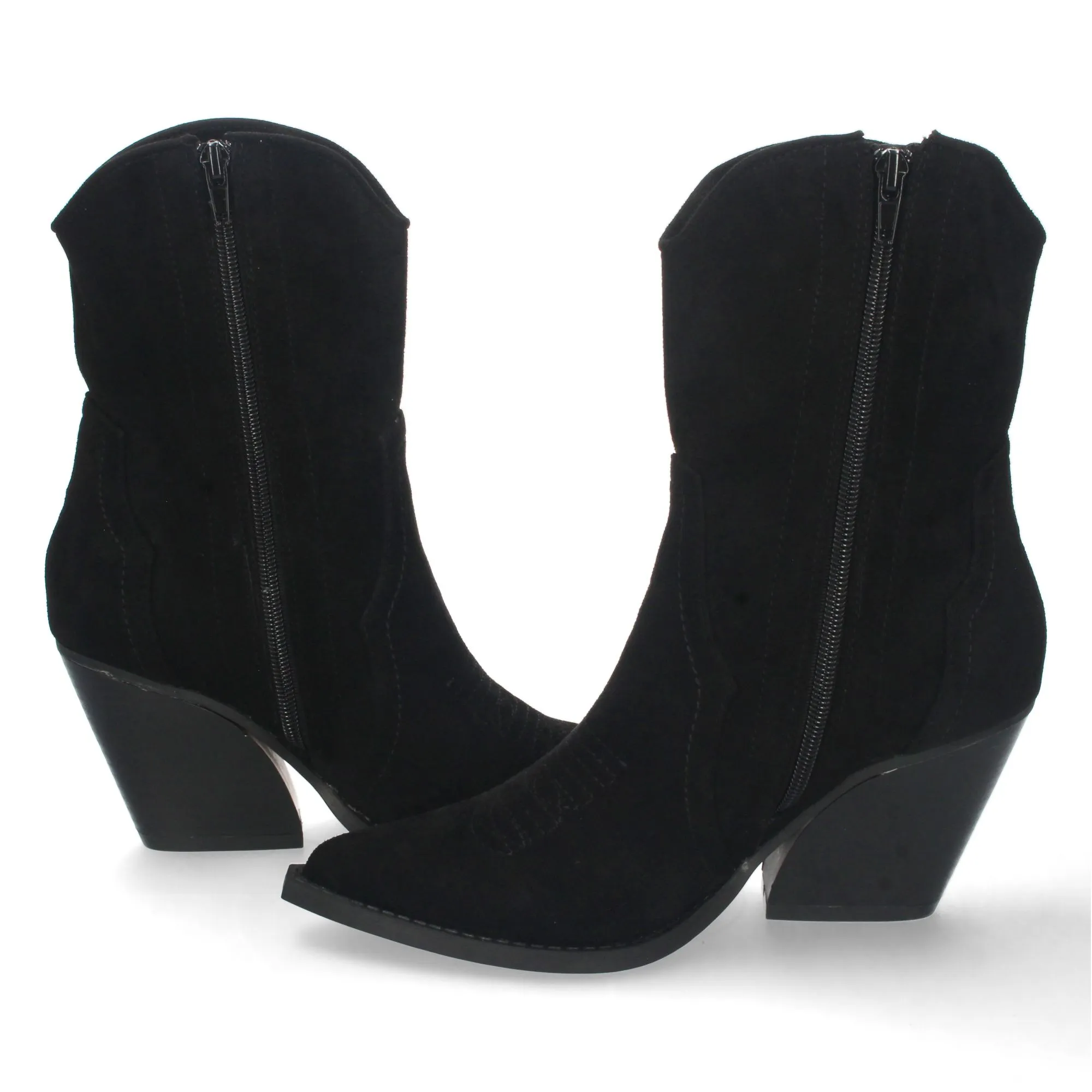 Botines cowboy tacón medio mujer color negro