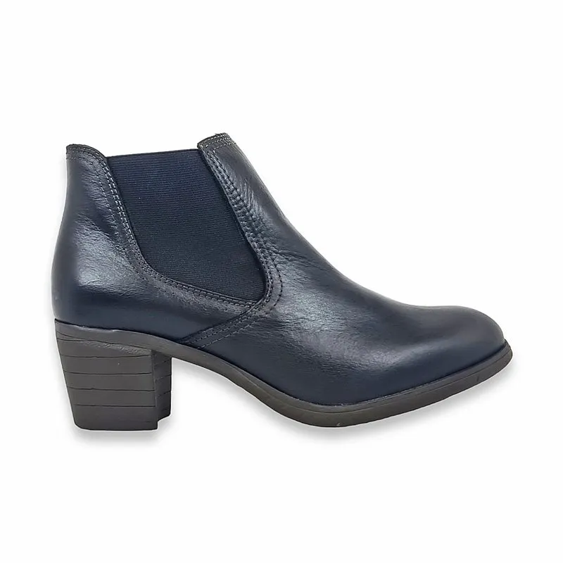 Botines Cómodos Chelsea Mujer Piel Tacón Bajo Cierre Elástico 510 Negro, de Boleta