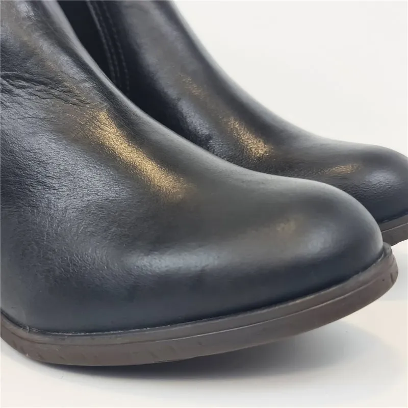 Botines Cómodos Chelsea Mujer Piel Tacón Bajo Cierre Elástico 510 Negro, de Boleta