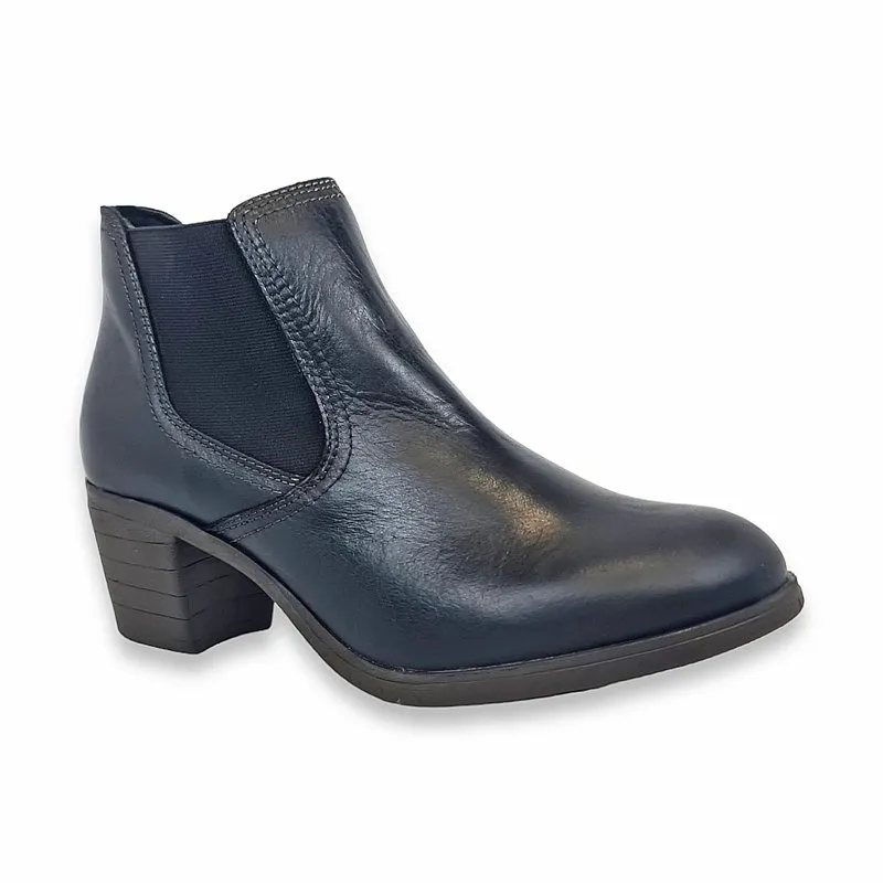 Botines Cómodos Chelsea Mujer Piel Tacón Bajo Cierre Elástico 510 Negro, de Boleta