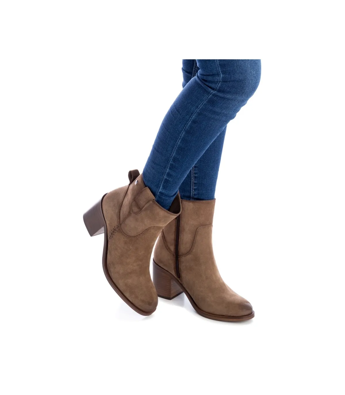 Botín para mujer en serraje taupe