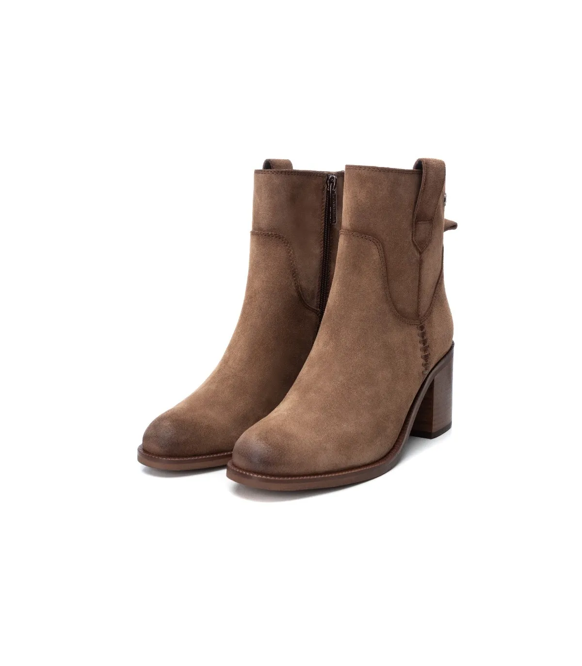 Botín para mujer en serraje taupe