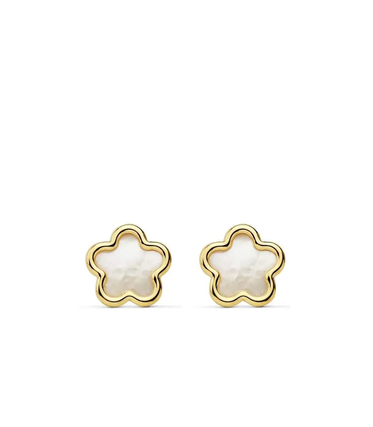 Boucles d'oreilles Fleur Nacre Or Jaune 18 Carats