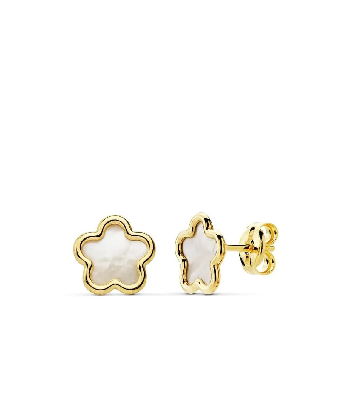 Boucles d'oreilles Fleur Nacre Or Jaune 18 Carats