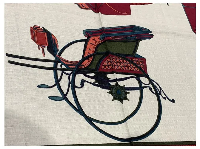 Cachemira Hermès 140  Mantón Les Voitures à Transformation Multicolor 
