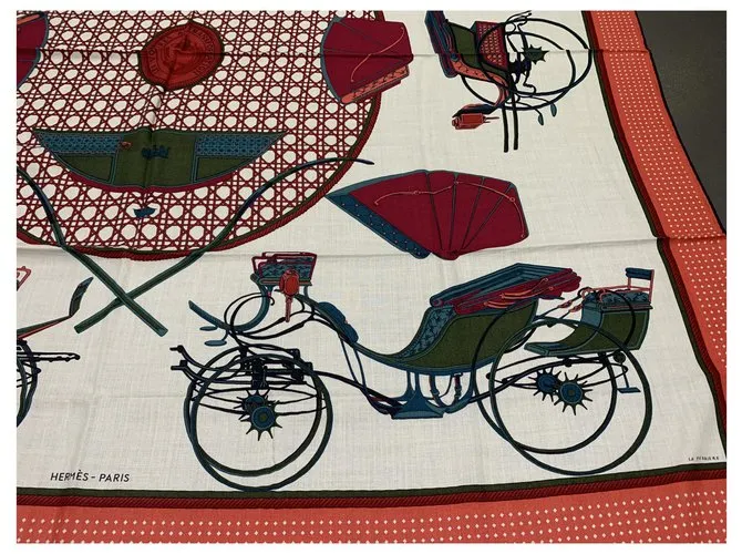 Cachemira Hermès 140  Mantón Les Voitures à Transformation Multicolor 