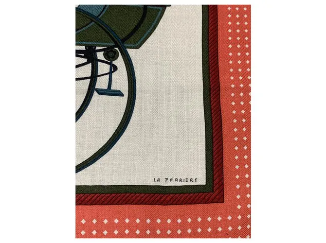 Cachemira Hermès 140  Mantón Les Voitures à Transformation Multicolor 