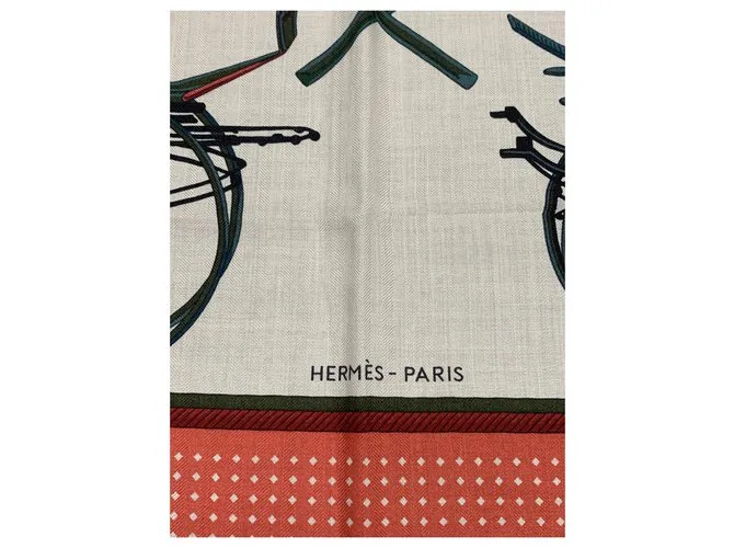Cachemira Hermès 140  Mantón Les Voitures à Transformation Multicolor 