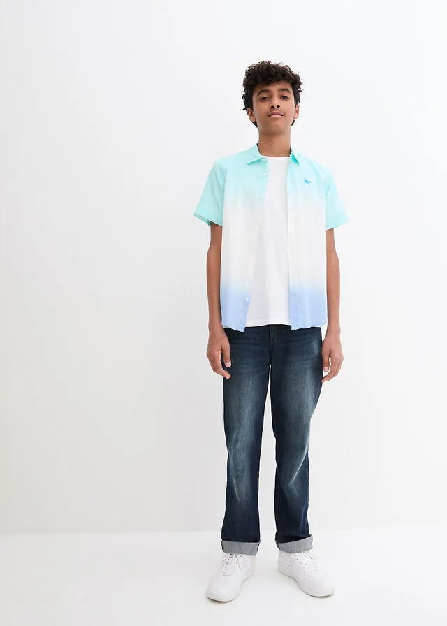 CAMISA DE MANGA CORTA BLANCOTURQUESAAZUL PROVENZAL