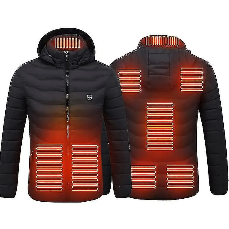Chaqueta calefactada, Abrigo de calefacción eléctrica caliente al aire libre de invierno, 8 zonas de calefacción