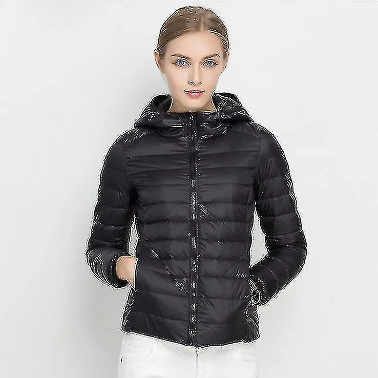 Chaqueta ultra ligera para mujeres Whie Duck Down Chaquetas con capucha Manga larga Abrigo delgado cálido Parka