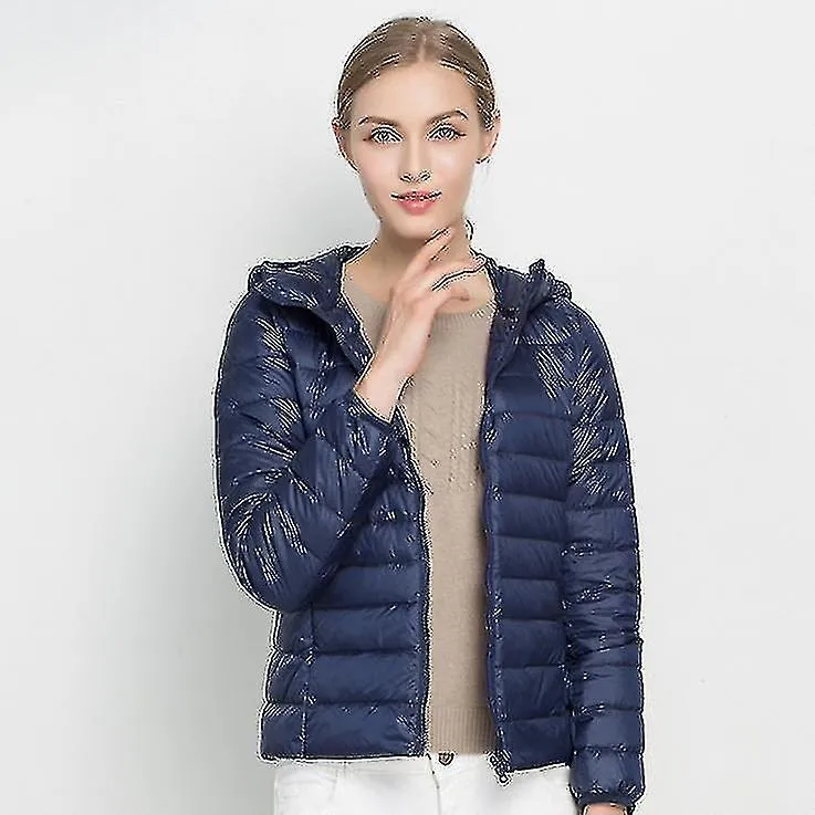 Chaqueta ultra ligera para mujeres Whie Duck Down Chaquetas con capucha Manga larga Abrigo delgado cálido Parka