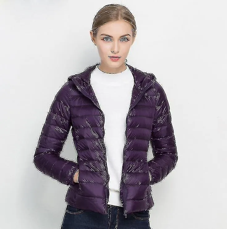 Chaqueta ultra ligera para mujeres Whie Duck Down Chaquetas con capucha Manga larga Abrigo delgado cálido Parka