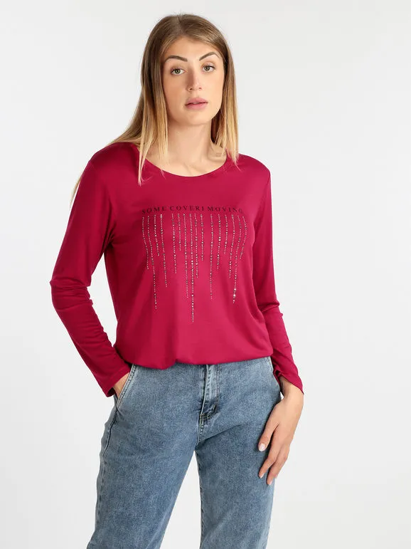 Coveri Moving Maxicamisa de mujer con pedrería