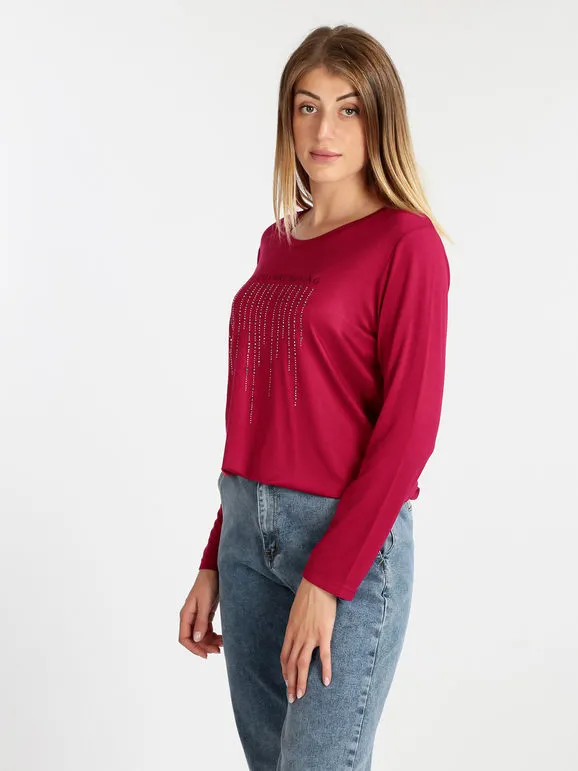 Coveri Moving Maxicamisa de mujer con pedrería