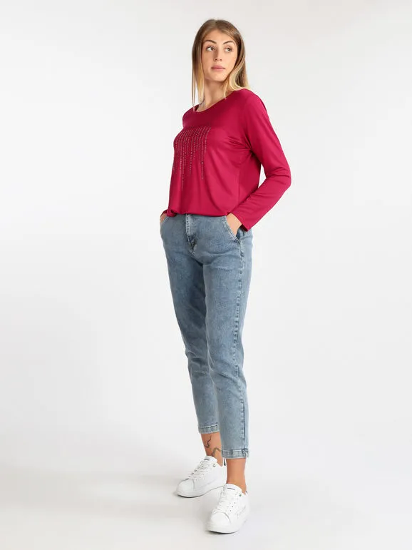 Coveri Moving Maxicamisa de mujer con pedrería