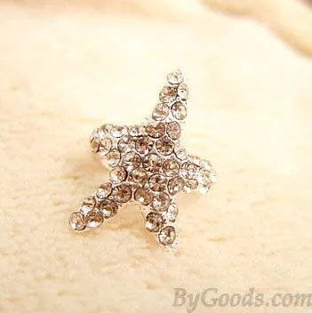 Cute Shiny Rhinestone Starfish Ear Clips