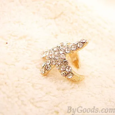 Cute Shiny Rhinestone Starfish Ear Clips
