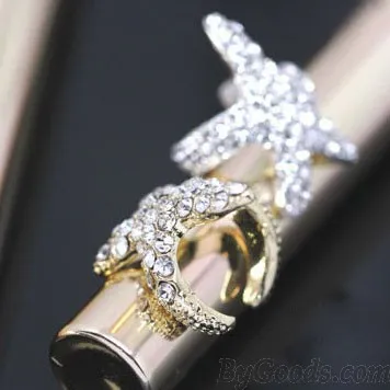 Cute Shiny Rhinestone Starfish Ear Clips