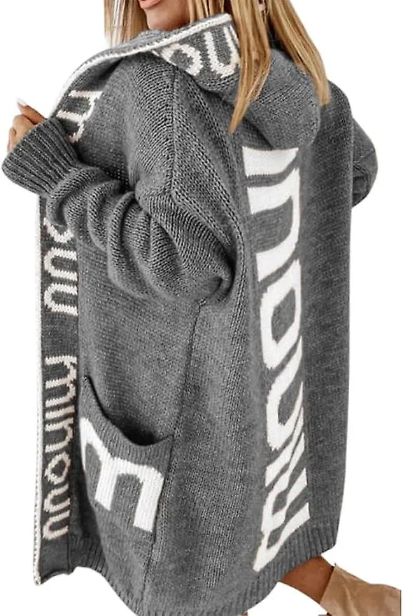 Cárdigan de mujer, cárdigan largo, sudadera con capucha, suelto, cálido otoño, chaqueta de invierno, abrigo con capucha