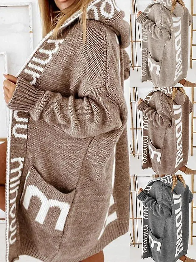 Cárdigan de mujer, cárdigan largo, sudadera con capucha, suelto, cálido otoño, chaqueta de invierno, abrigo con capucha