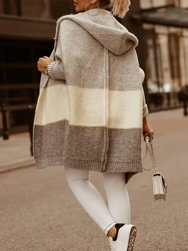 Cárdigan de mujer, cárdigan largo, sudadera con capucha, suelto, cálido otoño, chaqueta de invierno, abrigo con capucha