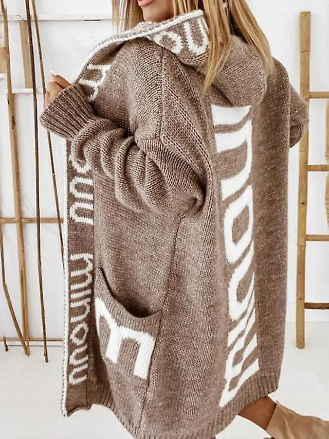 Cárdigan de mujer, cárdigan largo, sudadera con capucha, suelto, cálido otoño, chaqueta de invierno, abrigo con capucha