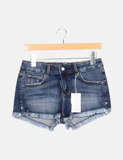 Guess Short denim azul efecto desgastado
