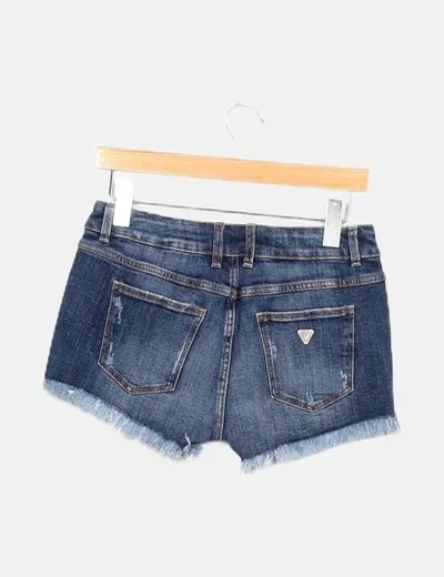 Guess Short denim azul efecto desgastado