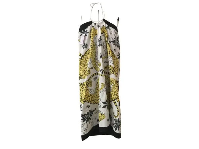 Hermès Robe de plage détail bijou Les léopards 90cm x90cm sur coton Multicolor 