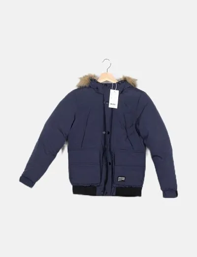 Jack & Jones Abrigo azul marino capucha