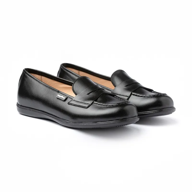 Mocasines Colegiales Niña Piel Napa Antifaz 467 Negro, de Angelitos