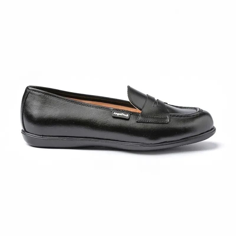 Mocasines Colegiales Niña Piel Napa Antifaz 467 Negro, de Angelitos
