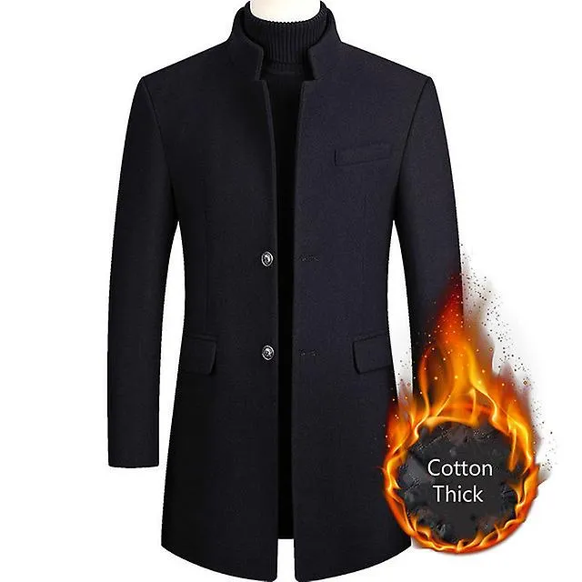 Niños Invierno Abrigo negro Plus tamaño Woolen Blend Coat Male Long Windbreaker Chaqueta Grueso Algodón Chaqueta Warm Men Overco