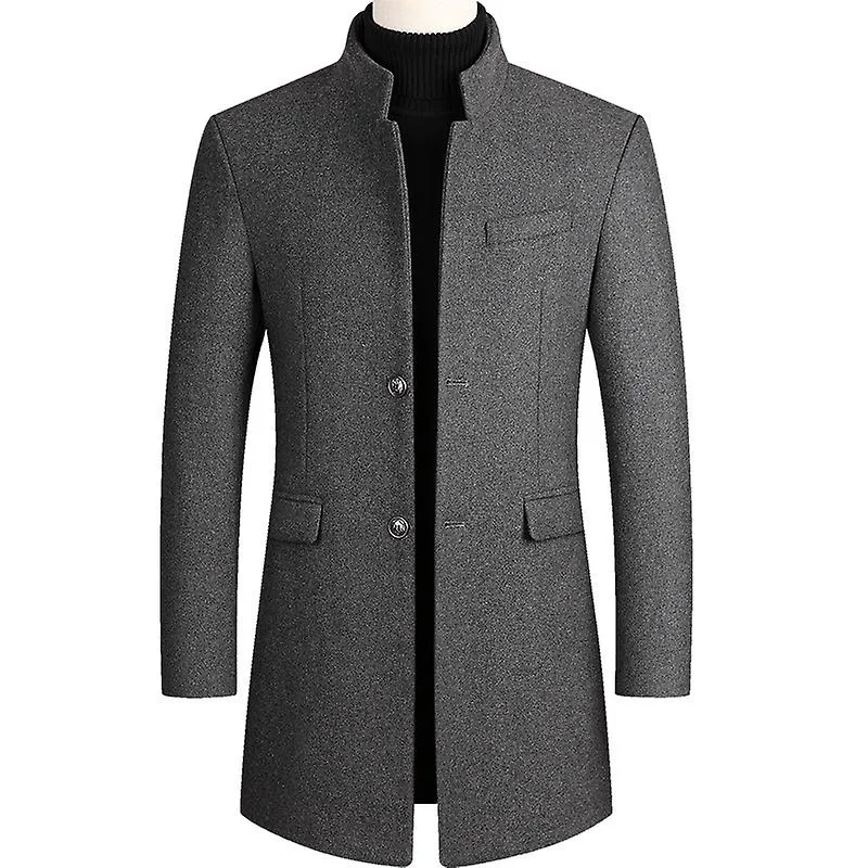 Niños Invierno Abrigo negro Plus tamaño Woolen Blend Coat Male Long Windbreaker Chaqueta Grueso Algodón Chaqueta Warm Men Overco