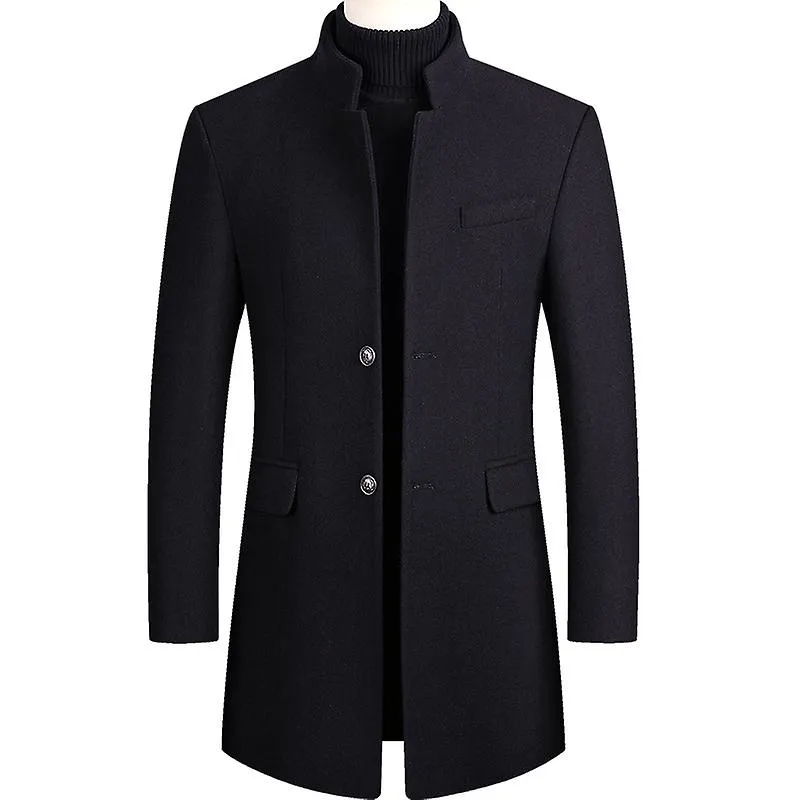 Niños Invierno Abrigo negro Plus tamaño Woolen Blend Coat Male Long Windbreaker Chaqueta Grueso Algodón Chaqueta Warm Men Overco