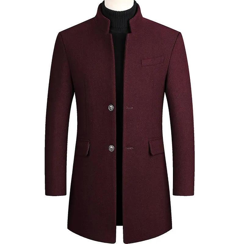 Niños Invierno Abrigo negro Plus tamaño Woolen Blend Coat Male Long Windbreaker Chaqueta Grueso Algodón Chaqueta Warm Men Overco