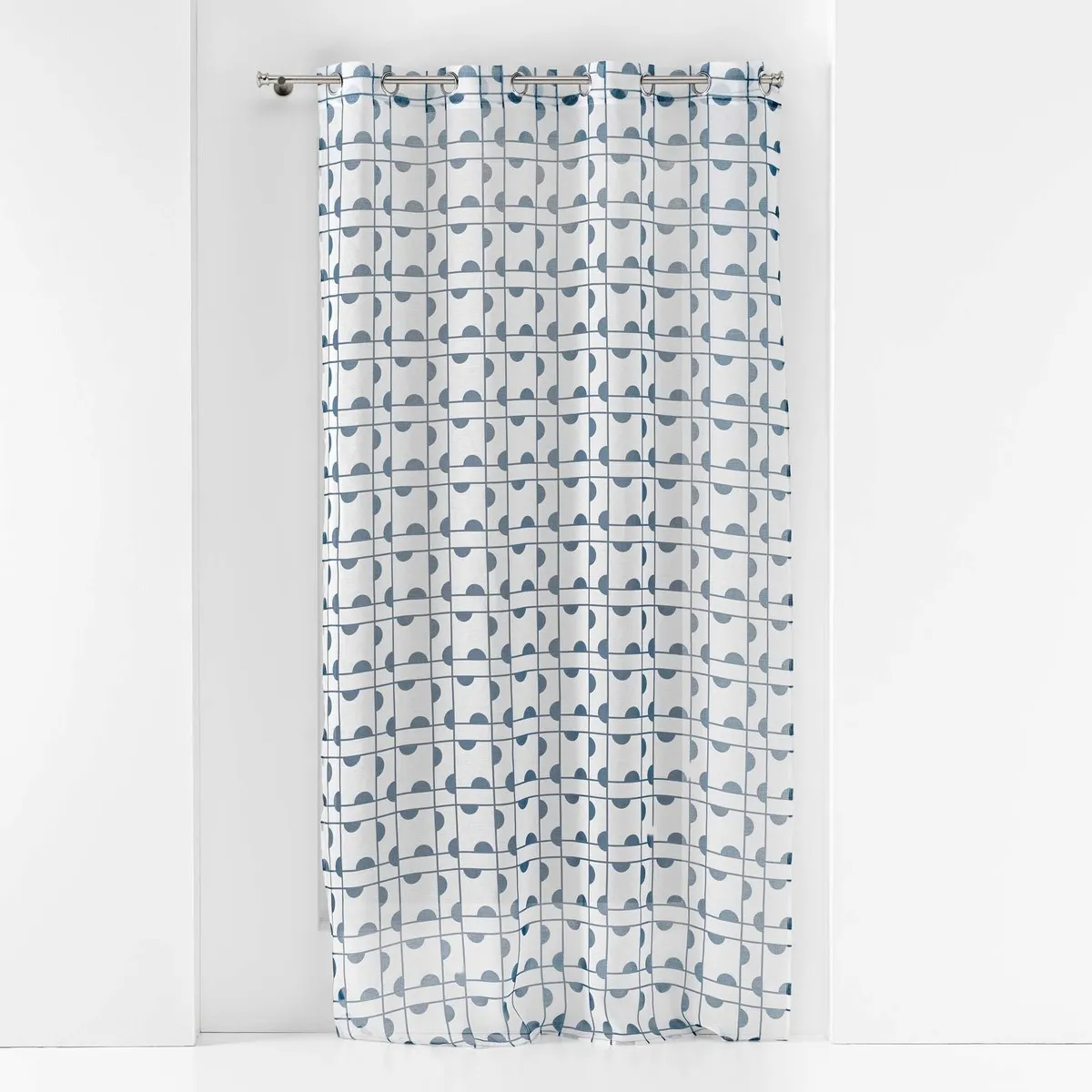 PANNEAU A OEILLETS 140 x 240 CM VOILE SABLE IMPRIME GABI BLEU