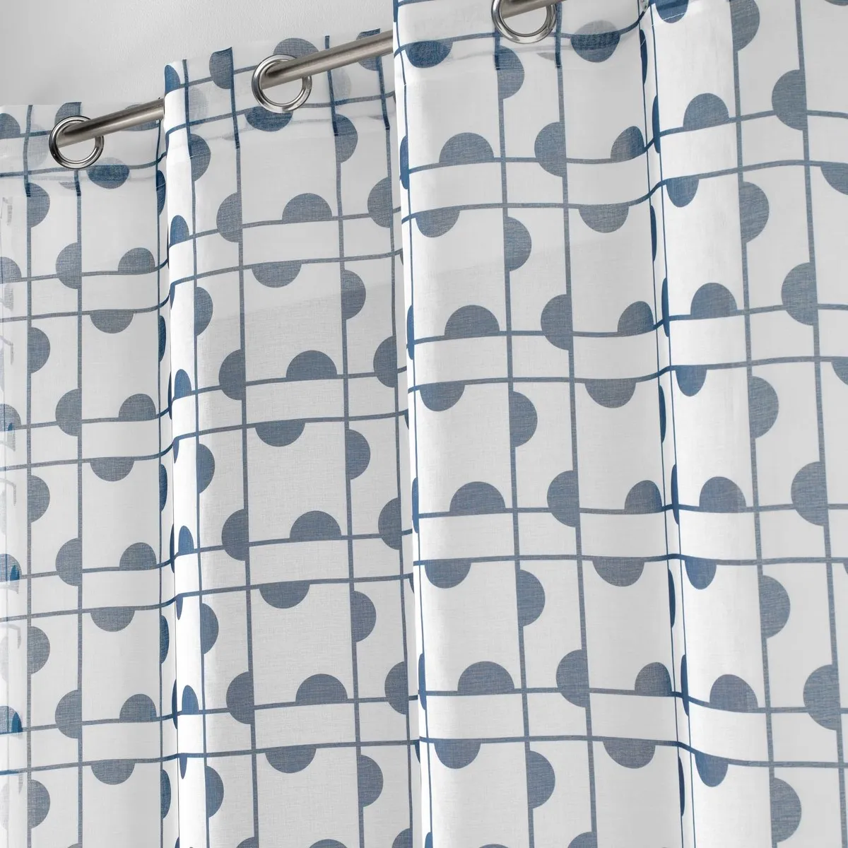 PANNEAU A OEILLETS 140 x 240 CM VOILE SABLE IMPRIME GABI BLEU