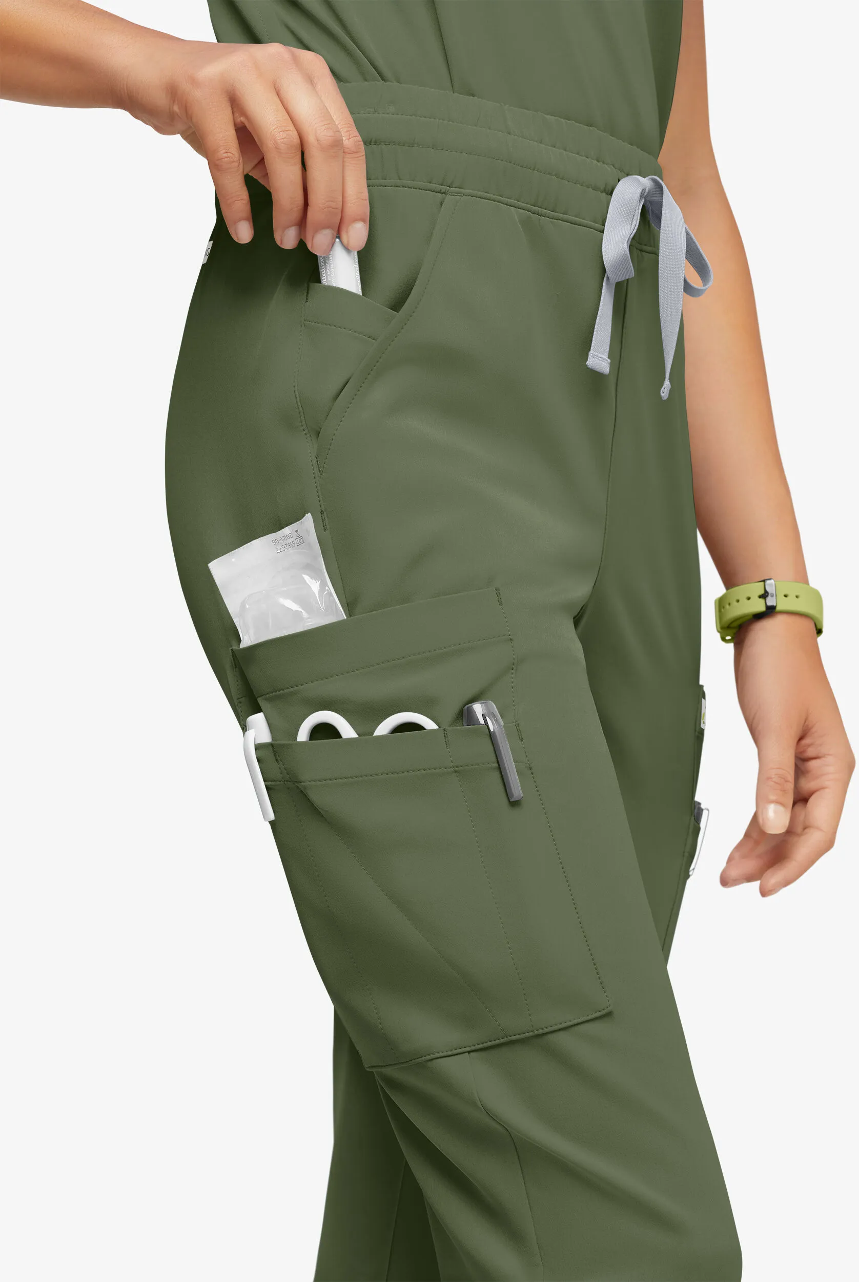 Pantalón médico ReSurge Topaz con cordón ajustable y 11 bolsillos para mujer