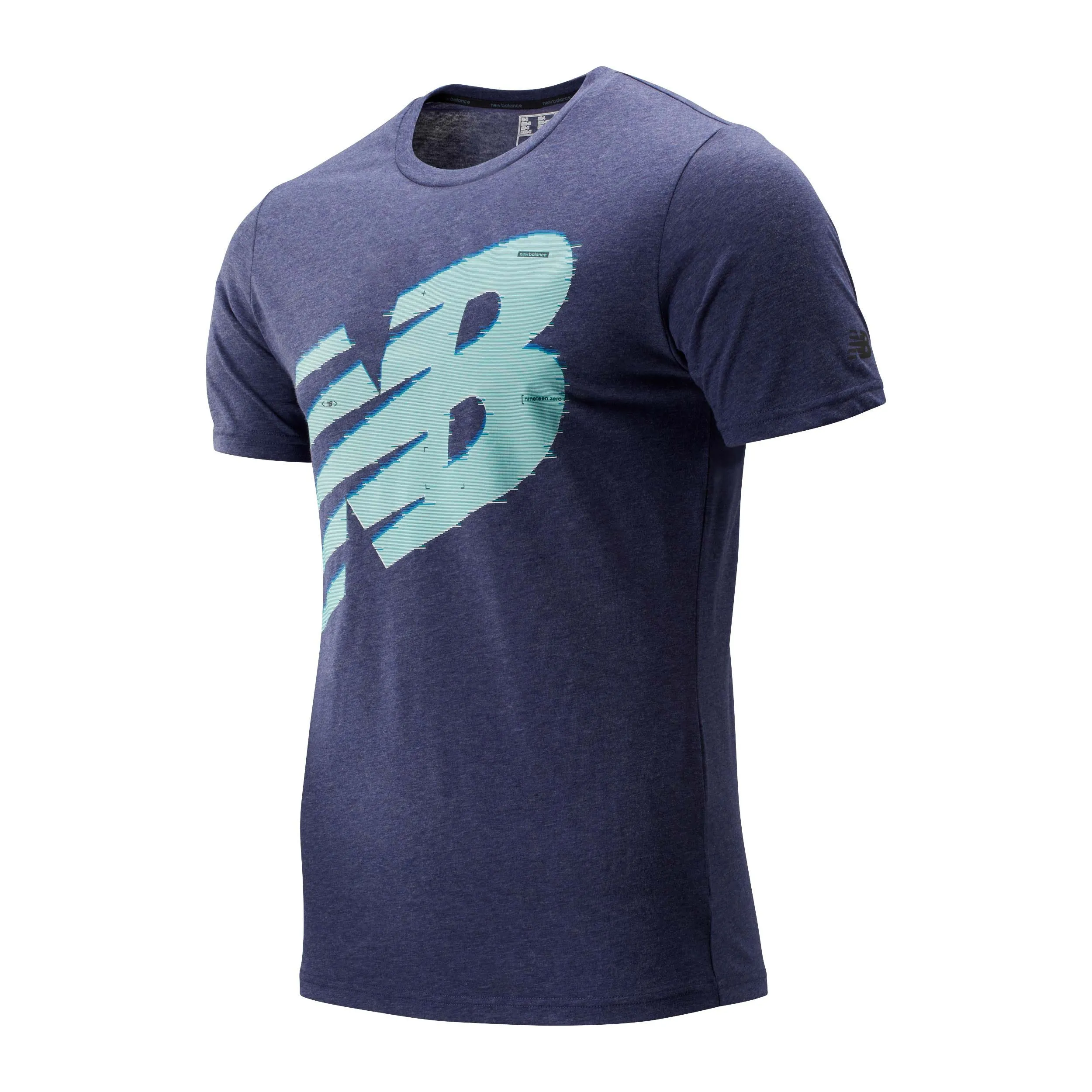 Polera Hombre New Balance Graphic Heathertech Azul