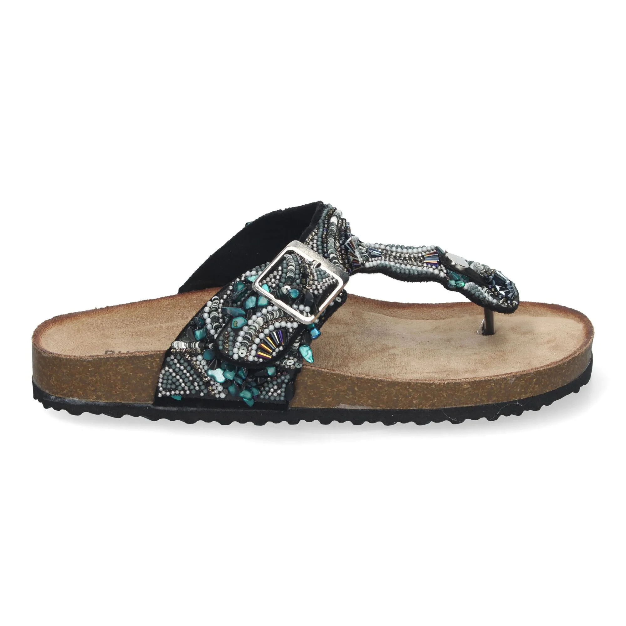 SANDALIAS PLANAS ESTILO BIO ESCLAVA PARA MUJER COLOR NEGRO AY3066